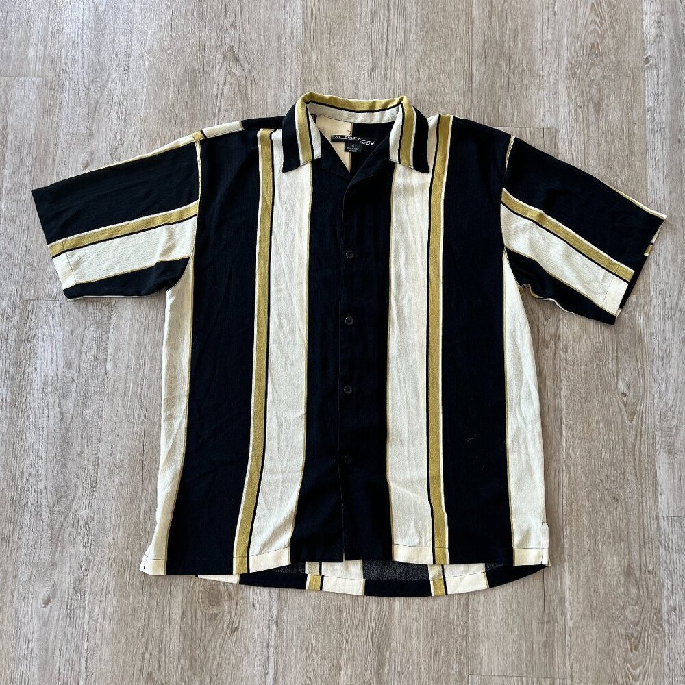 Mens Syllables System Striped Button Up - XL